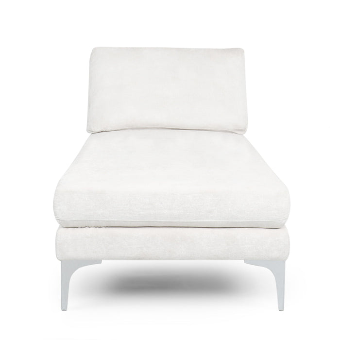 Fabric Upholstered Chaise Lounge With Iron Bracket Legs