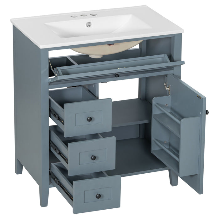 Bathroom Vanity With Sink, 3 Drawers And Adjustable Shelf, Freestanding Storage Unit