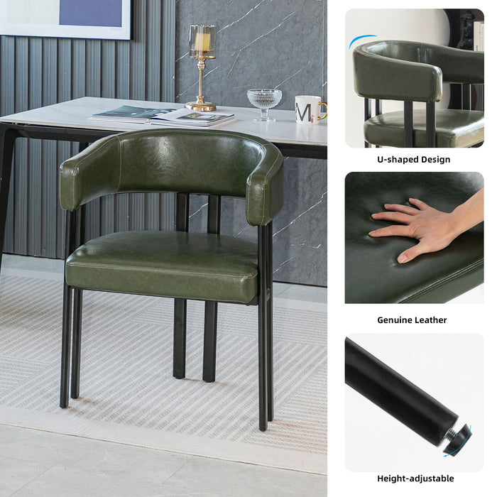 Modern Dining Upholstered Barrel Chair With Curved Back And Armrests