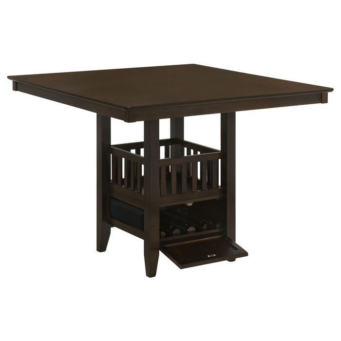 Finley - Square Counter Table With Storage Pedestal Dining Table - Espresso