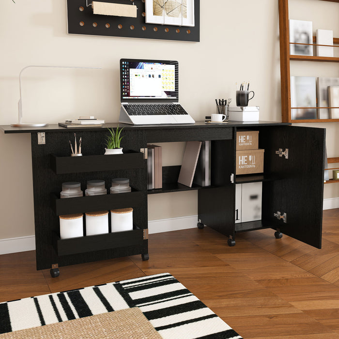 Foldable Sewing Table With Locking Casters