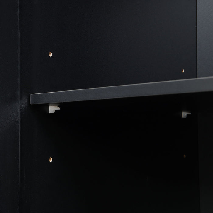 Tall Hall Tree With Shoe Storage, 4 In 1 Entryway Bench With 6 Cabinets, 4 Coat Hooks & Adjustable Shelf For Hallway - Black