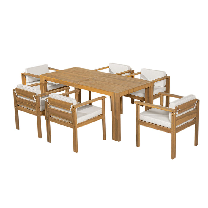 Rustic Patio Dining Set For 6 With Removable Cushions