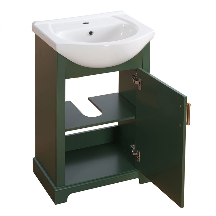 20" Bathroom Vanity With Bulged Sink, Freestanding Single Vanity Set, Soft Close Door