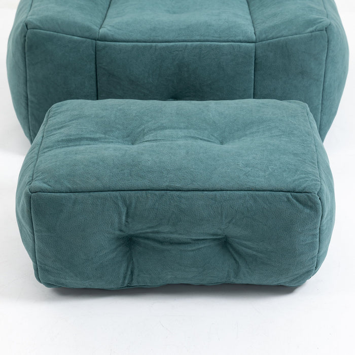 Modern Indoor Fluffy Bean Bag Chair With Memory Foam And Ottoman, Super Soft