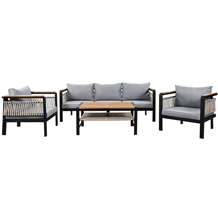 4 Pieces Outdoor Sectional Sofa Set 5 Person Patio Seating Group Outdoor Conversation Set With Cushions And A Coffee Table For Patios