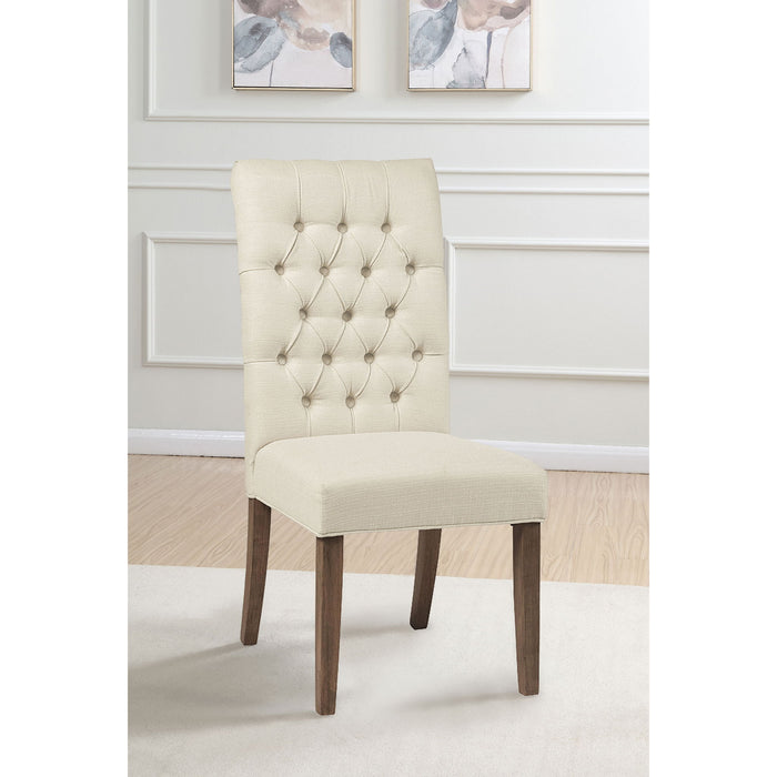 Tufted Back Parson Chairs (Set of 2) - Beige