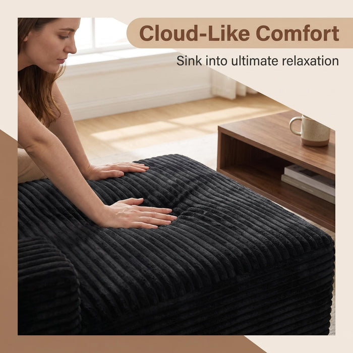Cloud Modular Sectional Sofa Couch With L-Shape Chaise, Upholstered Couches For Living Room - Black