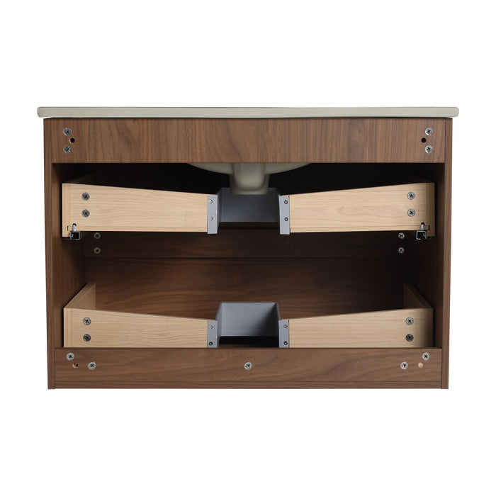 Wall Mounted Bathroom Vanity With Sink, 2 Soft Close Drawers