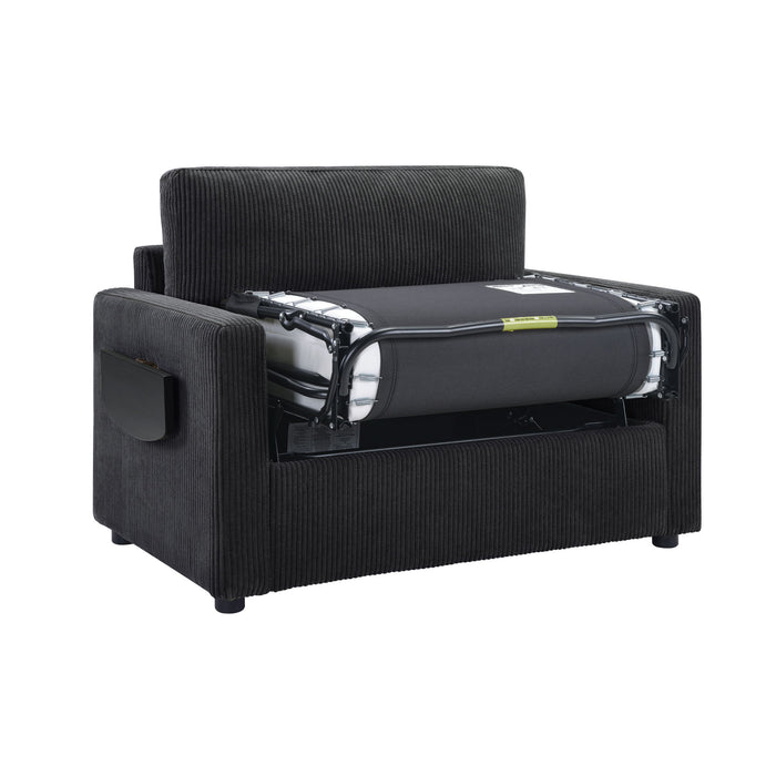 Sleeper Sofa With Foldable Mattress, USB Ports, Side Table & Storage Pocket