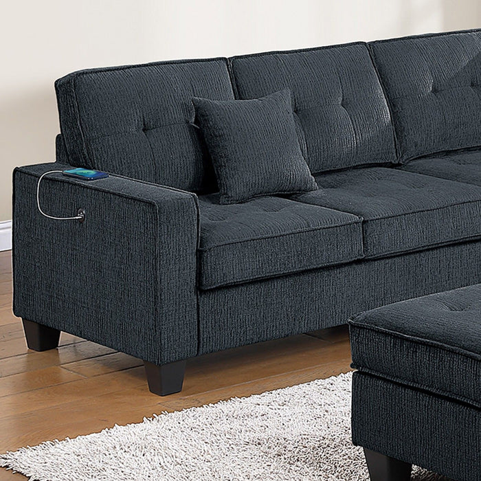 Sectional Set With Corner Wedge Ottoman USB Port