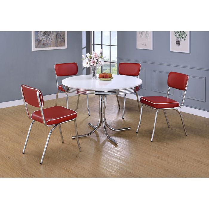 Retro Round Dining Table - White