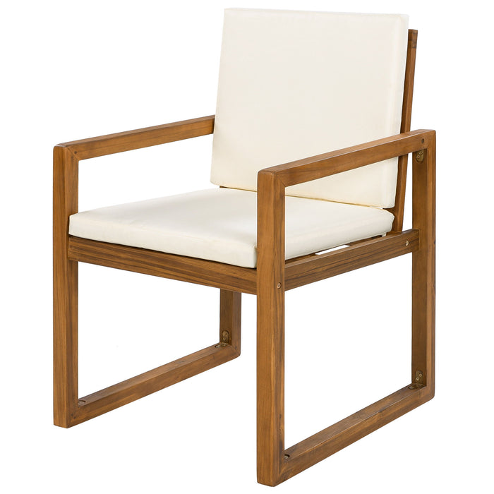 5 Piece Outdoor Patio Dining Set With 4 Armchairs And Table - Beige