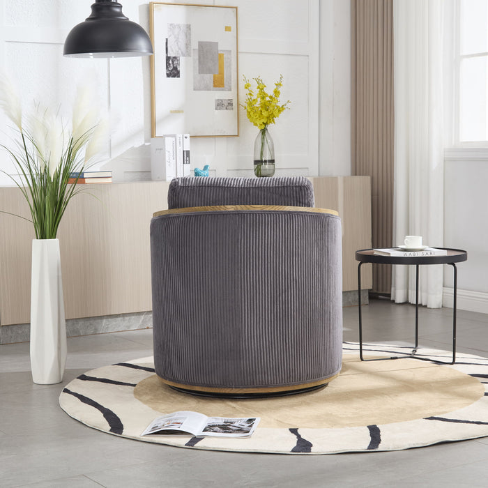 Corduroy Barrel Chair, 360 Degree Swivel