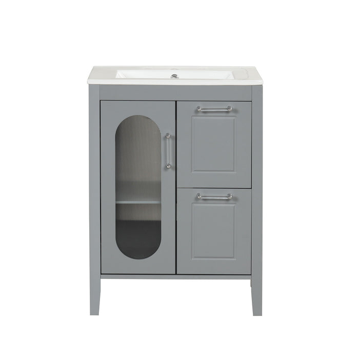 Modern Bathroom Vanity With Sink, Cabinet With 2 Drawers And Door, Adjustable Shelf