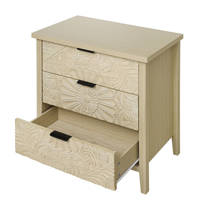 3 Drawer Cabinet, American Furniture, Suitable For Bedroom, Living Room, Study - Natural