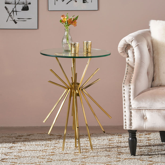 Table With Sunburst Design - Gold