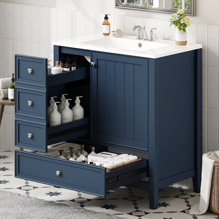 Modern Bathroom Vanity With Sink, 1 Cabinet & 3 Drawers