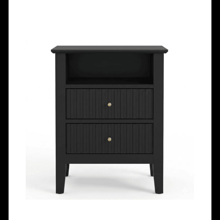 Fluted Nightstand With 2 Drawers