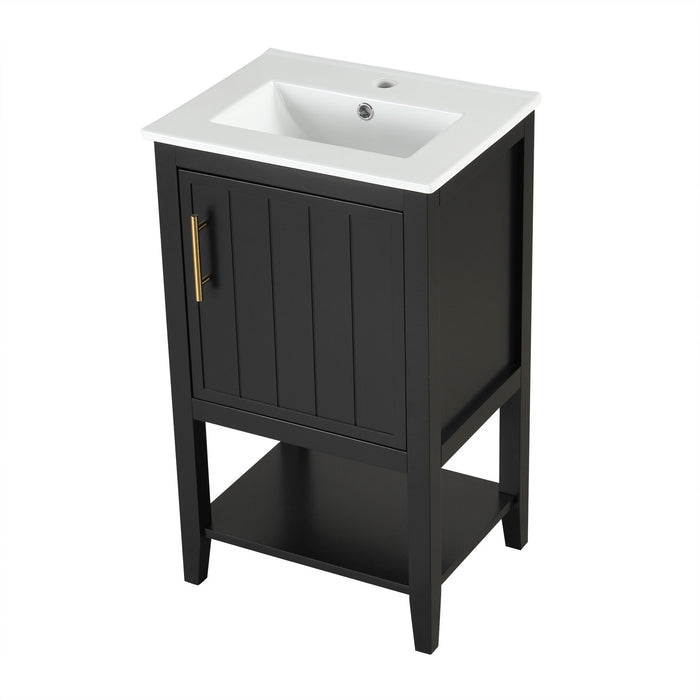 Modern Bathroom Vanity With Sink, Soft-Closing Door And Open Shelf