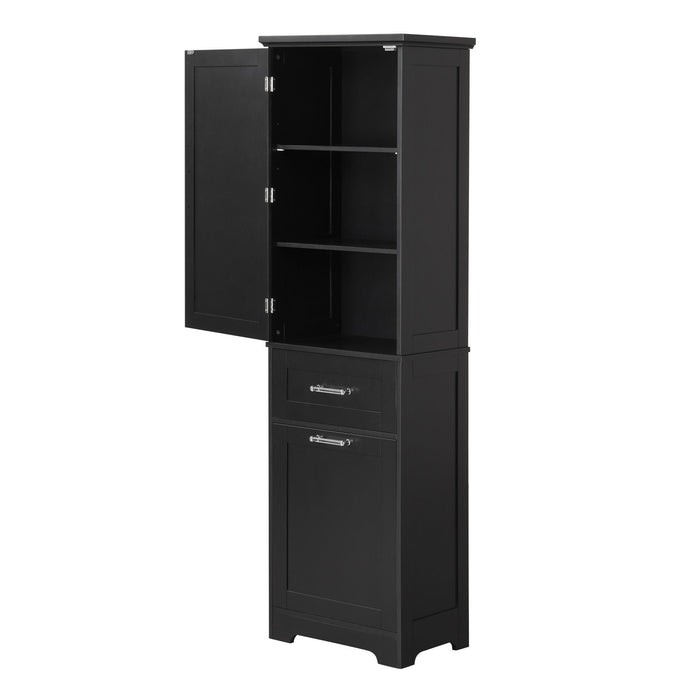 Tall Freestanding Bathroom Storage Cabinet With Adjustable Shelf And 2 Drawers