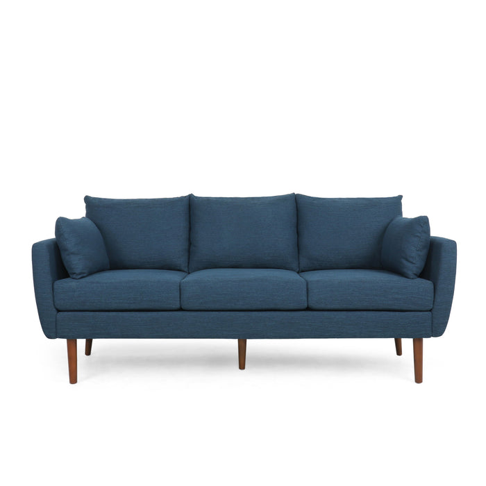 Diaphanous - Upholstered 3 Seater Sofa With 2 Accent Pillows And Wood Legs