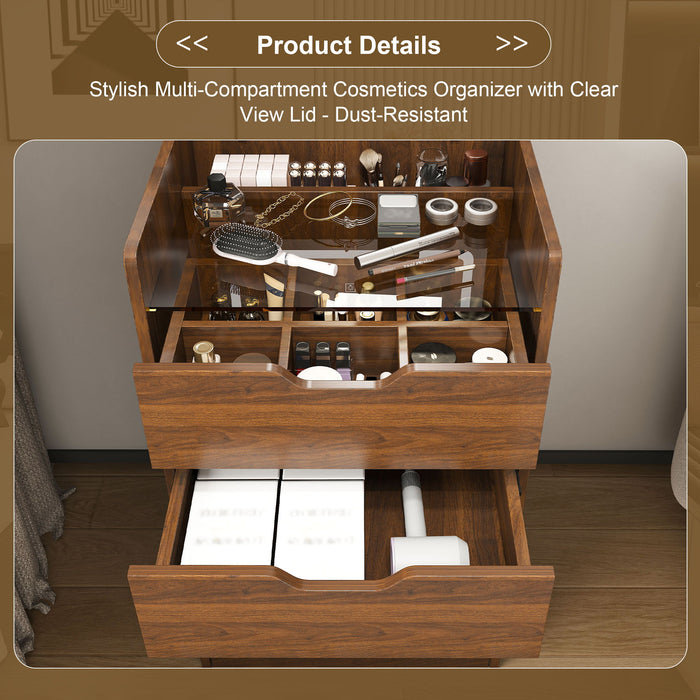 Vanity Desk With Lighted Mirror & Stool