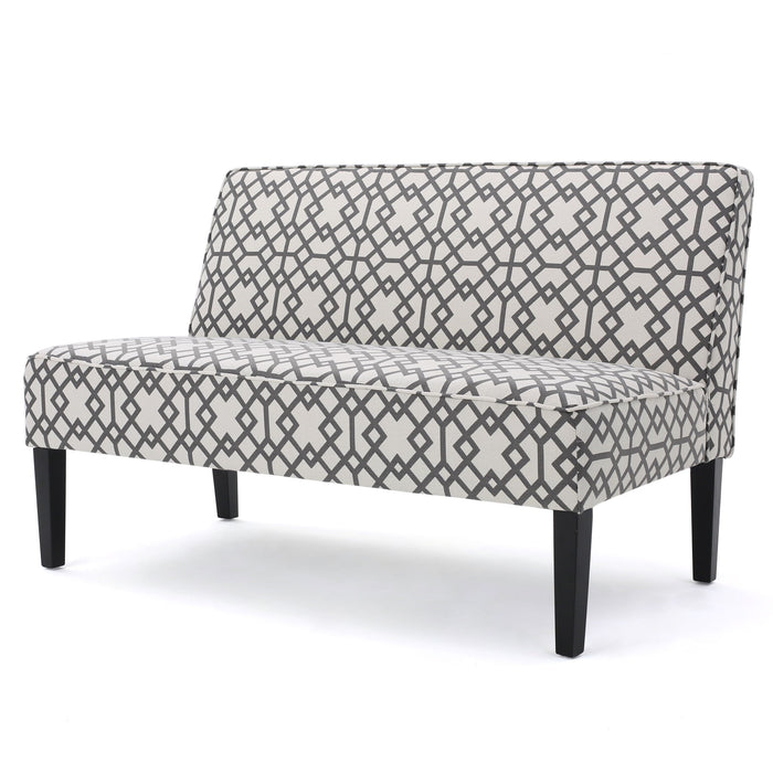 Contemporary Loveseat With Upholstered Fabric And Birch Wood Legs - Gray