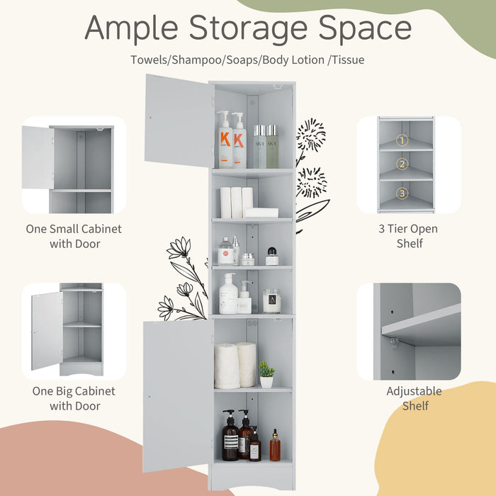 Multi Functional Corner Cabinet With Adjustable Shelves And 2 Doors