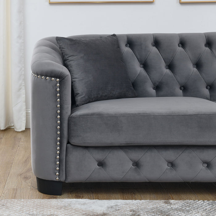Modern Chesterfield Sofa With Tufted Backrest For Living Room