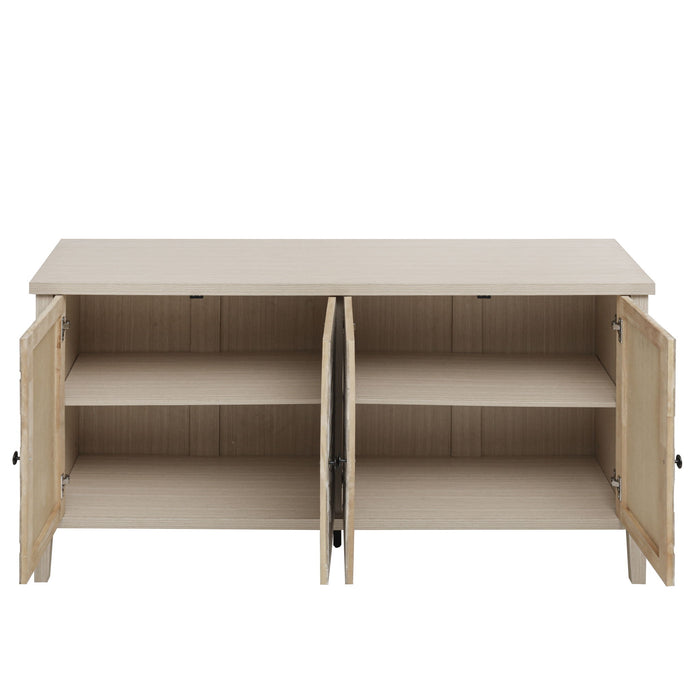 Modern Storage Cabinet With 4 Doors & Adjustable Shelves