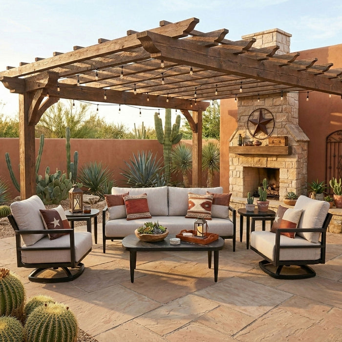 6 Piece Outdoor Conversation Set With Swivel Chairs - Ember Black