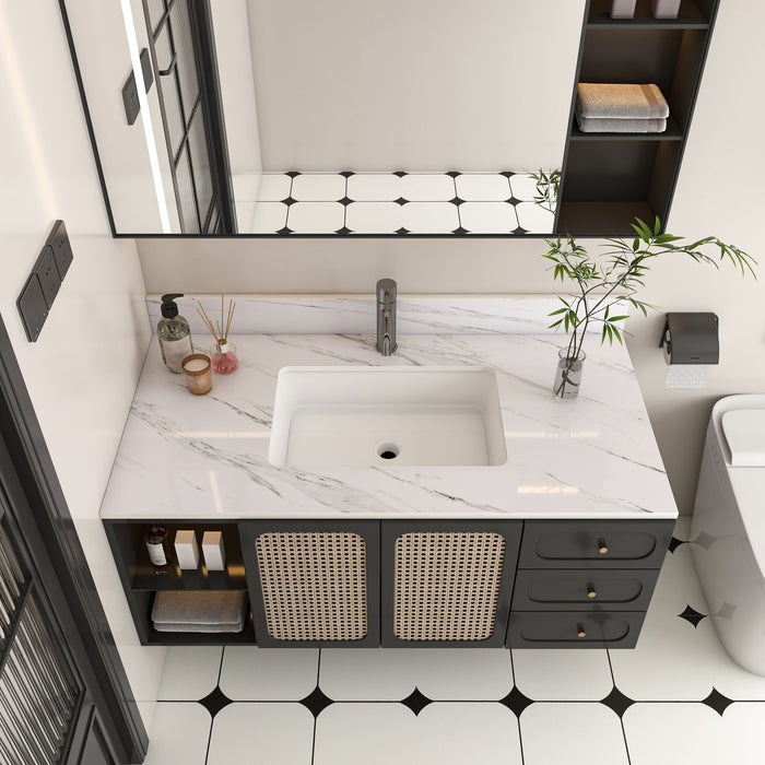 Bianco Carrara Venato Marble Vanity Top With Pre Drilled Faucet Hole And Undermount Sink