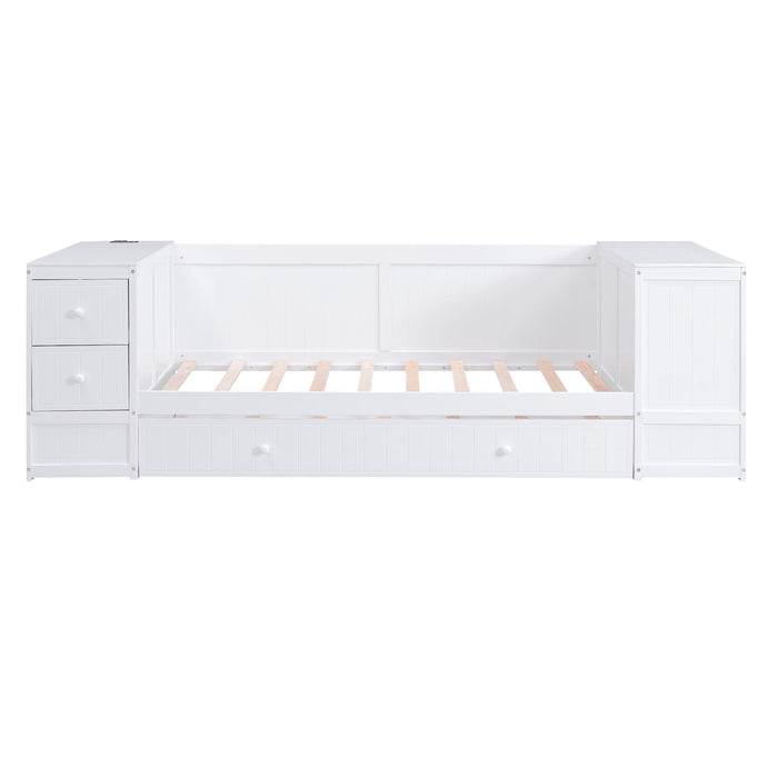 Daybed With Storage Arms, Trundle And Charging Station