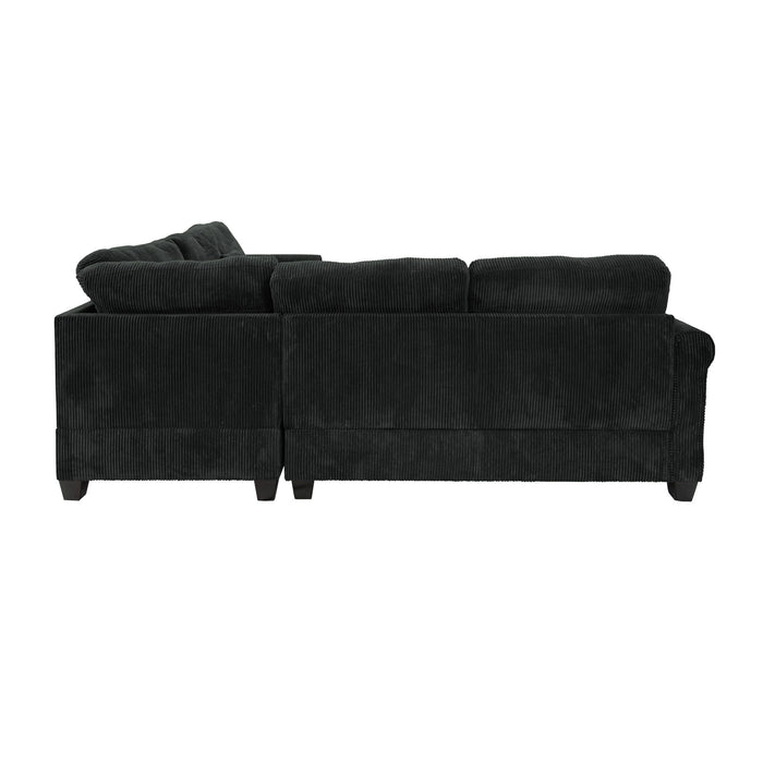 Modern Sectional Set With Corner Wedge, Loveseat, Ottoman & 2 Pillows