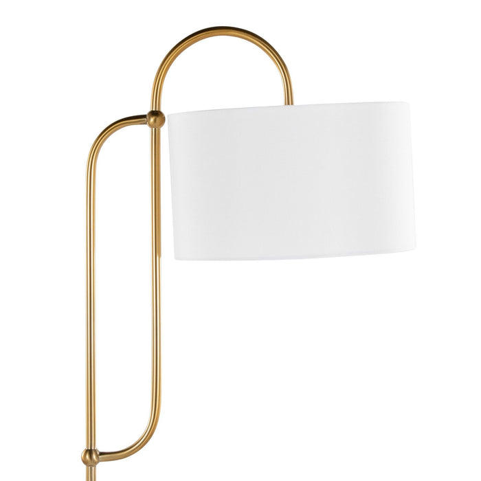 Leslie - Glam / Art Deco Floor Lamp - Gold / White