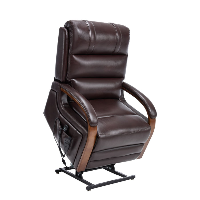 Power Lift Recliner Chair Dual Motor Infinite Position With Heat Massage And Heavy Duty Motion Mechanism - Brown