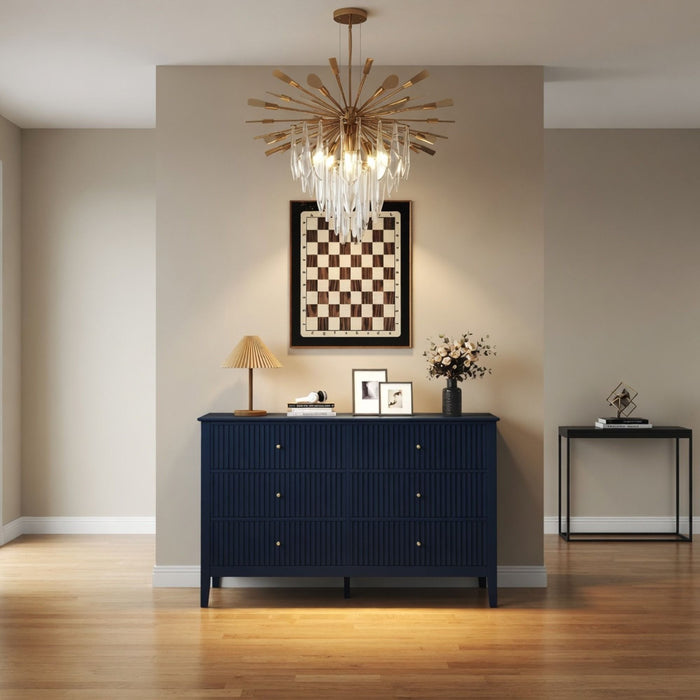 Modern 6 Drawer Fluted Dresser