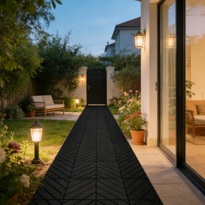 Interlocking Decking Tiles, Waterproof Outdoor Indoor Flooring (Set of 44) - Dark Gray