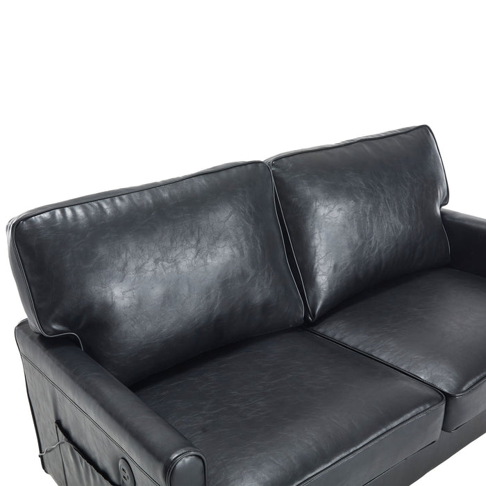 Mid Century Modern Loveseat Sofa With USB Ports, Removable Pillow Cover