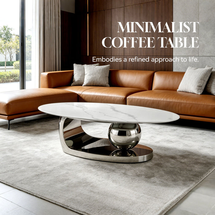 Oval Coffee Table With Geometric Precision