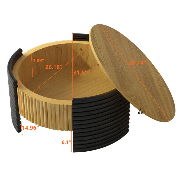 Modern Colorblocked Striped Coffee Table With Flip Top Storage