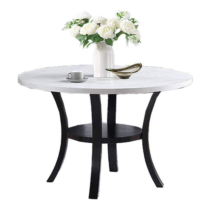 Elegant 5 Piece Dining Set Dark Chairs Top Table With Lower Shelf Kitchen Dining Room