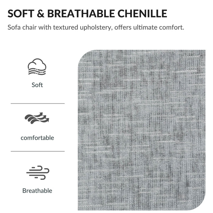 Chenille Fabric Sofa Bed With Cupholders And USB Charging Ports Chair For Living Room