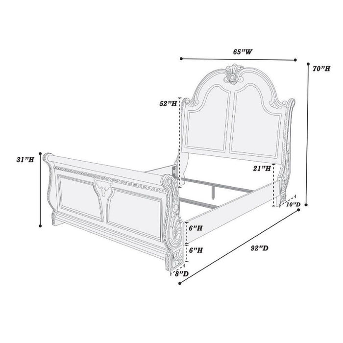 Queen Size Bed Panel Headboard And Footboard - Brown