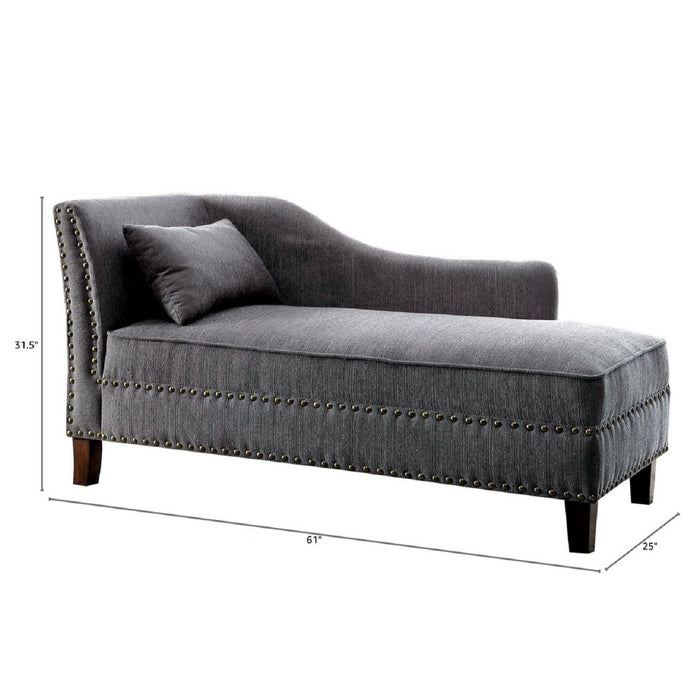 Chaise With Nailhead Trim And Plush Pillow