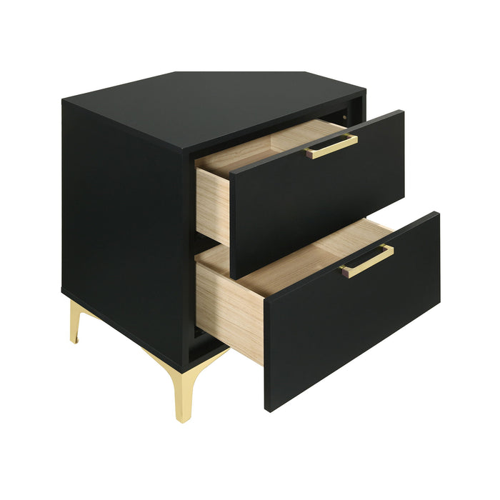 2 Drawer Rectangular Nightstand - Black