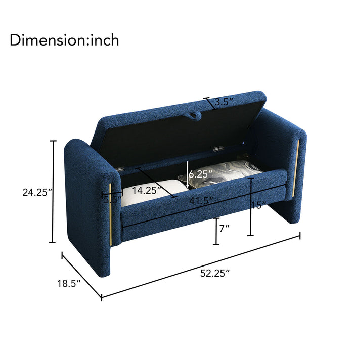Modern Teddy Upholstered Large Bed End Bench With Arms And Storage