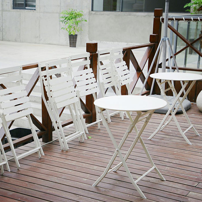 3 Piece Patio Bistro Set Of Foldable Round Table And Chairs