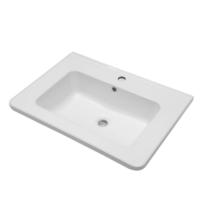 Rectangular Single Vanity Top With 1 Faucet Hole And Overflow, 28 X 19" - White